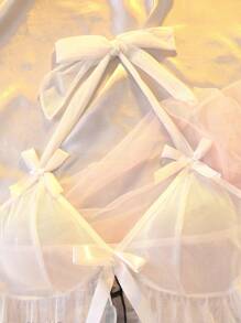 Lace Romance Sweet Women Sleepwear Nightgown Set Summer Babydoll Dress - White - View 3