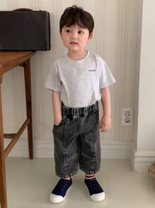 Hapijoa Baby Boy Casual Printed Round Neck Short Sleeve T-Shirt - Grey - View 7