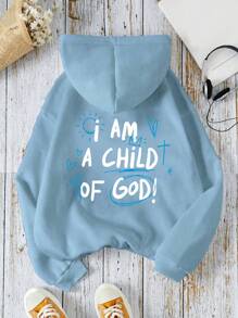 INAWLY Regular Style Letter Printed Hooded Long Sleeve Sweatshirt,Long Sleeve Tops Graduation,Back To School,Graduation,Teacher For Women,Back To School Pullover Fall Sweatshirt - Baby Blue - View 2