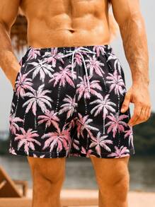 Surfspeed Men's Casual Coconut Tree Print Beach Shorts - Multicolor - View 5