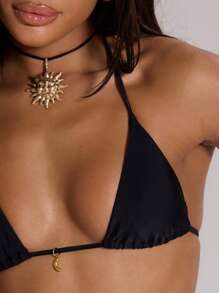 Musera Resort Top de bikini Moon Charm, vară, plajă, vacanță, Ibiza, elegant, festival, rave, sexy, vis oriental, negru
