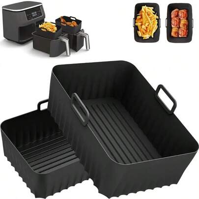 1pc/2pcs/3pcs Reusable Silicone Air Fryer Pot, Organic Silicone Air Fryer Cooking Mat, Air Fryer Accessories, Kitchen Supplies Replacement Non-Stick Baking Paper Liners For Air Fryer