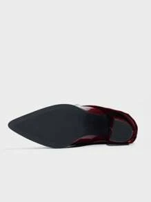 Daringsoles 女士经典踝靴，粗跟尖头套穿踝靴，皮革材质，休闲舒适优雅高跟鞋，酒红色，秋冬季圣诞节必备 - 酒紅色 - 查看 4