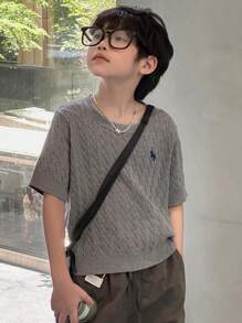 Dazy Kids 儿童秋季服装，青少年男童基本款毛衣上衣，秋季 - 深灰色 - 查看 4