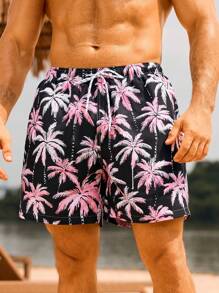 Surfspeed Men's Casual Coconut Tree Print Beach Shorts - Multicolor - View 4