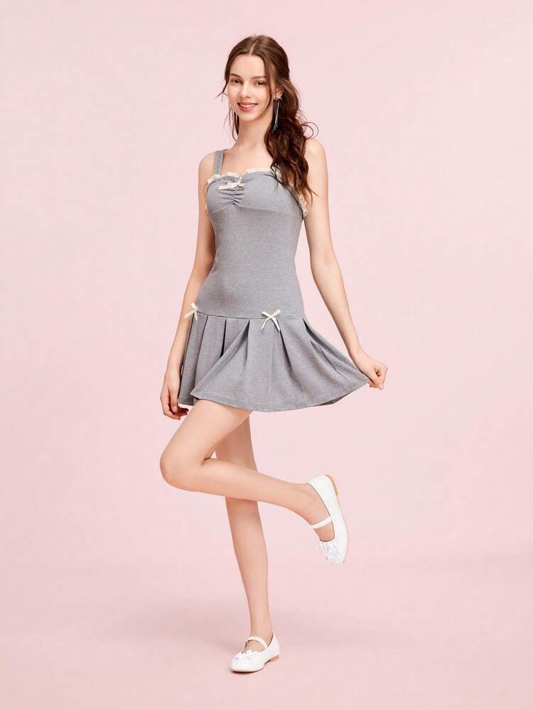 CUCCOO DOLLMOD Damskie płaskie buty z kwadratowym noskiem i gumką w kokardę, eleganckie uniwersalne buty robocze typu Mary Jane