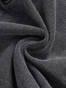 ROMWE Áo thun cổ tròn tay dài dệt kim cổ điển có túi ngực, màu than và đen, thích hợp cho lễ tốt nghiệp, lễ Phục sinh, hòa nhạc, kỳ nghỉ ở Nashville - màu đen - Xem 4