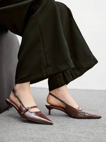 CUCCOO BIZCHIC Giày đế bằng da Bordeaux cổ điển màu nâu Mocha thời trang nữ mũi nhọn - Màu nâu  Mocha - Xem 3