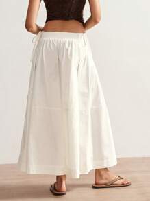 Bohemela Women's Casual, Loose Waist Drawstring Solid Color Wide Leg Pants, Suitable For Spring, Summer And Autumn - White - View 7