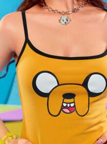 Adventure Time X ROMWE Y2K 风格可爱又奇特的卡通图案拼色修身吊带背心