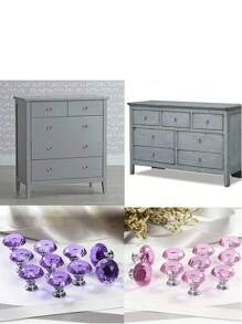 SHEIN 12 pezzi di maniglie in cristallo di vetro per armadi, ante di mobili, cassetti, pensili di cucina, accessori per mobili, foro singolo da 30 mm, piccola maniglia in lega di zinco