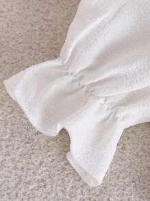 Tween 女童优雅刺绣领休闲长袖衬衫，简约白衬衫