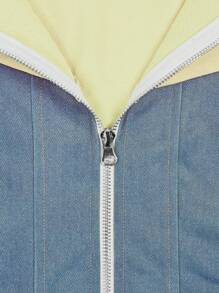 Women 2pcs/Set Contrast Color Hooded Sweatshirt And Drawstring Waist Long Pants - Multicolor - View 4