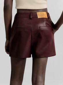 Ontre 2025 Automne/Hiver Tenue de bureau pour femmes, Tenue d'invitée de mariage, Anniversaire, Uniforme d'enseignante, Tenue de club, Automne/Hiver, Short  vintage style décontracté chic pour femmes, Taille haute, Couleur unie - Taupe - Voir 3