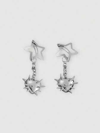 Grunge Punk 2 Stücke Punk Stil Silber Stern & Herz Nieten Haarklammern für Frauen