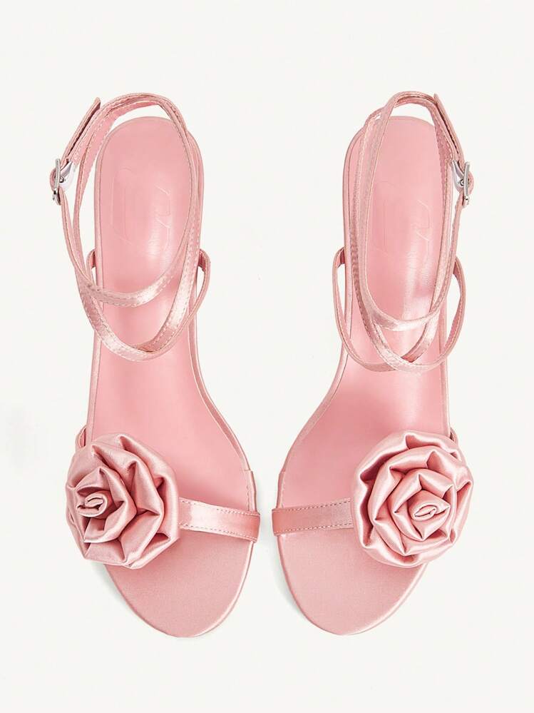 CUCCOO CHICEST Sandalias elegantes de tacón alto para bodas de mujer, con decoración de flor de rosa de 8,8 cm, color rosa - Rosa vieja - Añade 10