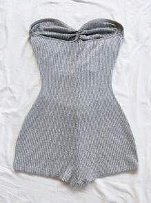 Soleia 女士度假白色针织纹理金属装饰修身连体裤，适合派对、约会、下午茶、音乐节、海滩巡游、夏季服装 - 杏色 - 查看 2