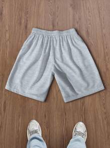 Manfinity Roghcode 男士字母印花抽绳腰口袋休闲短裤