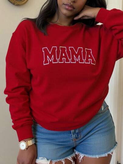 SHEIN Slayr Letter Pattern Thermal Lined Sweatshirt