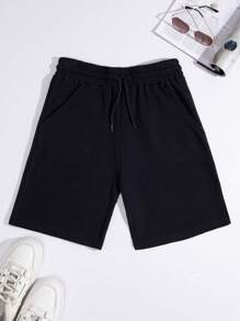 SHEIN Cottnline Set de 2 pantalones cortos básicos de hombre, 100% algodón, de tejido de gofre - Multicolor - Ver 5