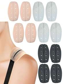 SHEIN Clips de tirantes de silicona para sujetadores, color nude/blanco/negro, almohadillas para los hombros antideslizantes, protector de tirantes de sujetador suave e invisible (con agujeros)