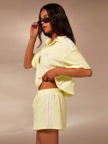 Athîral 女士夏季休闲编织带装饰短裤