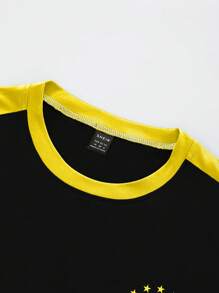 Manfinity Dauomo Brazil 7 Letter & Number Print Short Sleeve Casual T-Shirt For Men - Black - View 6