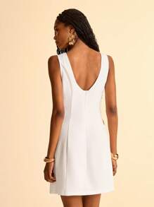 CAJUNI Women Summer Elegant White Short Dress,Casual Hollow Circle Design,Perfect For Vacation,Bar Party,Graduation And Elegant Evening Occasions - White - View 2