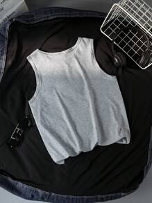 SHEIN Leap Crew Teen Boy Casual Minimalist Sleeveless Tank Top, Suitable For Summer - Light Grey - View 2