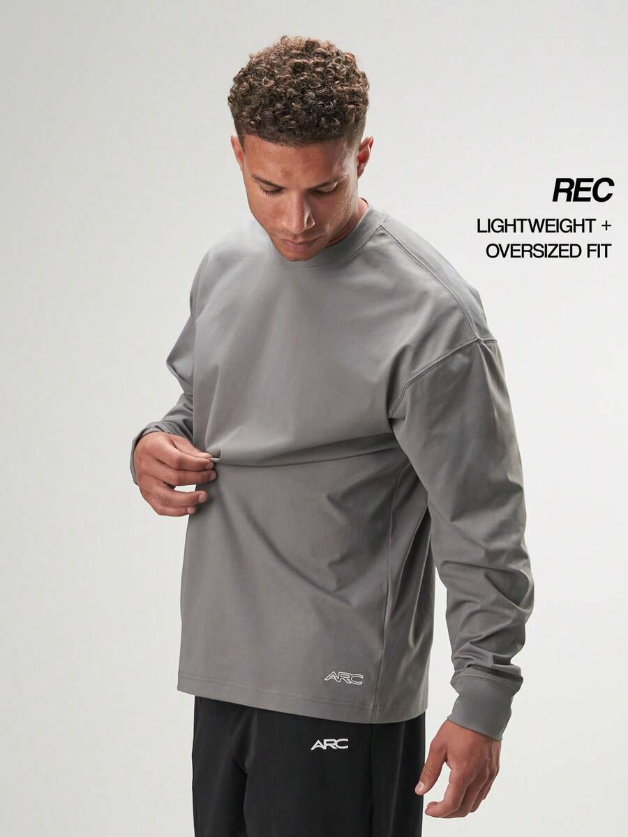 ARC Activewear 超大长袖 T 恤 高性能上衣 健身房运动 - 淺灰色 - 查看 1