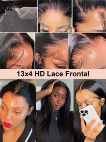 TrueHD Invisible HD Lace Frontal Only Silky Straight Human Hair 13x4 Full Frontal Single Undetectable HD Lace Frontal 1pc 10-20 Inch Natural Black Pre Plucked For Women