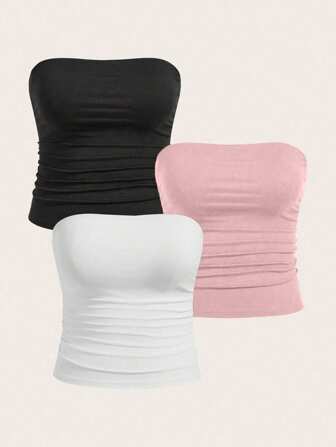 Calvaya Chemisier slim ajusté en couleur unie plissé pour femmes grandes tailles pour l'été