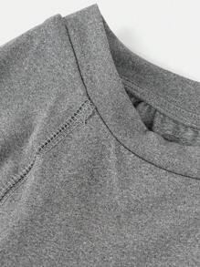 SHEIN Áo thun thể thao ngắn tay dáng rộng cho nam thiếu niên, phong cách đường phố cá tính, punk rock, preppy, phù hợp cho mặc hàng ngày, dự tiệc, lễ hội âm nhạc, thích hợp cho mùa xuân/hè. - Xám - Xem 3