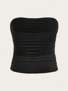 Calvaya Plus Size Women's Simple Solid Color Sexy Slim-Fit Tube Top Tube Tops Women Strapless Tops Tube Top Sets Long Tube Tops Strapless Shirts - Multicolor - View 6