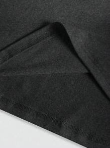 Calvaya Áo thun cổ tròn tay ngắn in hình rùa cỡ lớn thường ngày cho nữ - Màu xám đen - Xem 6