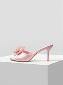 MOTF PREMIUM WOMEN'S FASHIONABLE ELEGANT COMFORTABLE ROSE PATTERN SLIP-ON HIGH HEEL SANDALS, SUITABLE FOR DATING & VALENTINE'S DAY - Pink - View 1