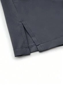 TaskEZ 纯色V领短袖口袋上衣和裤子制服套装 - 灰色 - 查看 8