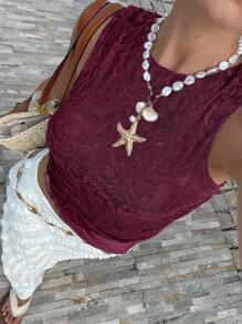 Serisse Newest Summer Black Lace Heart Shaped Sleeveless Camisole For Women Christmas Red