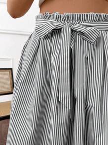 Calvaya Váy chữ A kẻ sọc rộng rãi thoải mái cho nữ cỡ lớn - Đen và trắng - Xem 3