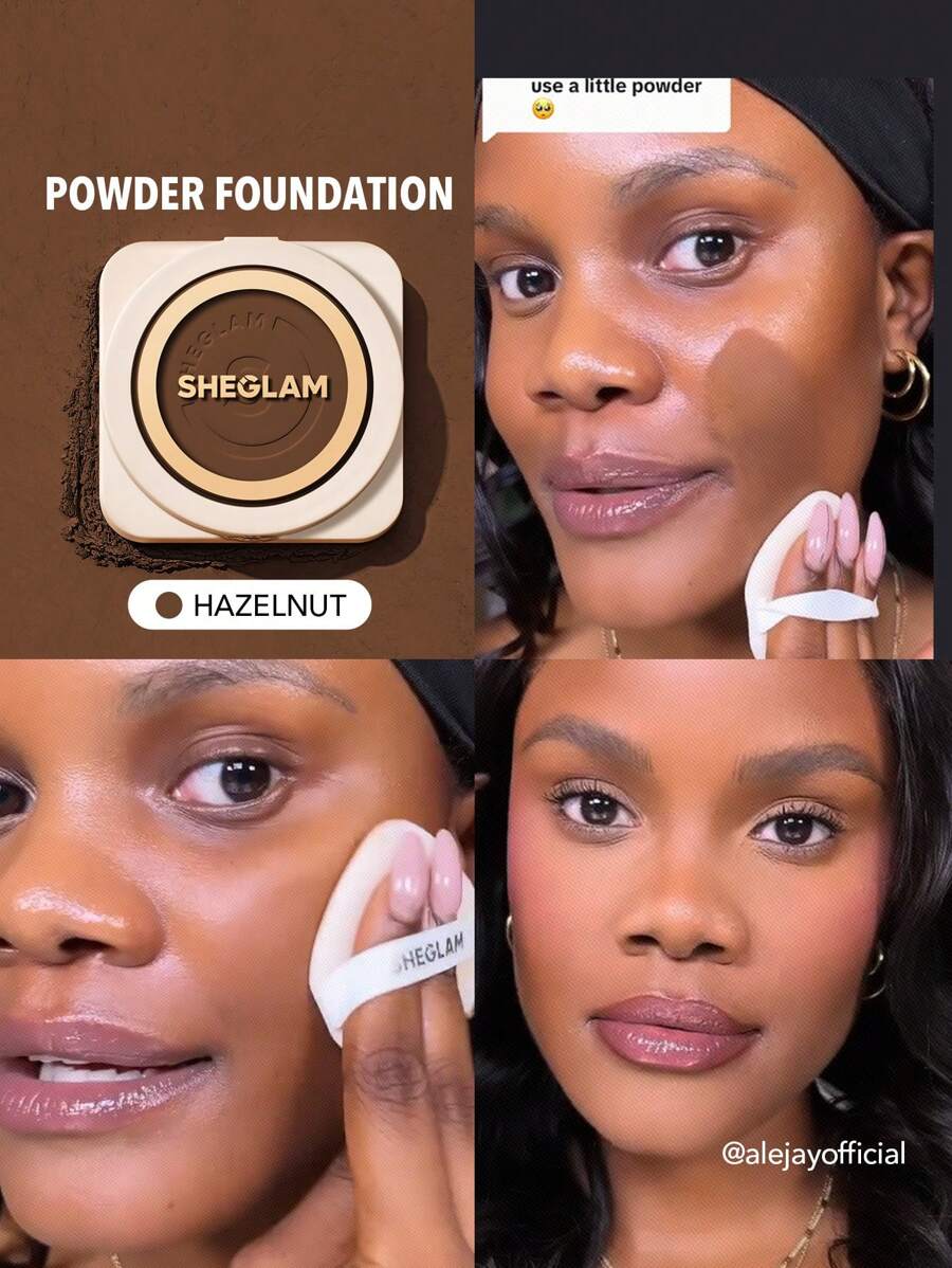 SHEGLAM Skin-Focus High Coverage Powder Foundation-Hazelnut 36 Shades Oil-Control Pore-Less Flawless Full Coverage Lightweight Pressed Powder Soft Matte Smoother-Looking Setting Powder Face Makeup Brand Beauty Makeup Face Paint Cosmetic For Women Girls Perfect For Winter Ideal For Y2K Fancy Fashion Suitable For Birthday Gift Party Ready Best Color - Hazelnut - View 1