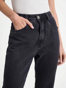 Daynim Solid Tapered Leg Jeans - Black - View 5