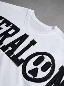 Manfinity EMRG Sommer Herren Jungs Sport Streetwear Set bestehend aus T-Shirt mit besticktem Buchstabenmotiv und Shorts