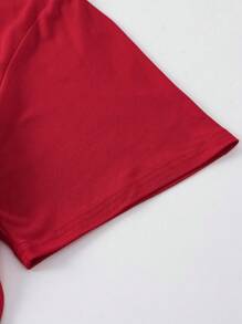 SHEIN LUNE 大码女款米兰意大利标语字母印花T恤短袖休闲上衣图案T恤女式上衣