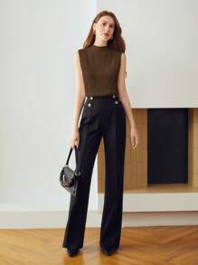 MOTF PREMIUM SOLID TEXTURED FUNNEL NECK TANK TOP