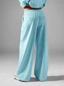 Missguided x Playboy 宽腿运动裤慢跑裤贴花刺绣标志高腰舒适街头服饰家居服运动休闲 - 藍色 - 查看 1