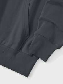 Men's Solid Color Hoodie - Dark Grey - View 4