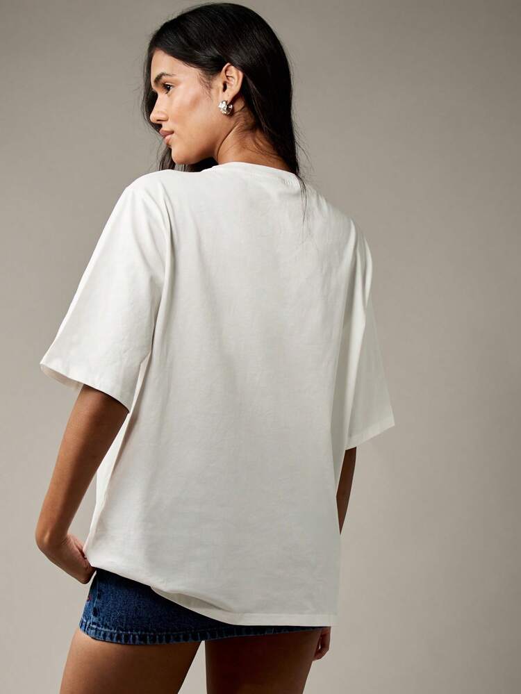 MISSGUIDED Summer Fruit Print Oversized Cotton T-Shirt Relaxed Casual Graphic Tee Fresh Food Design Ultra Comfortable Streetwear Beach Everyday