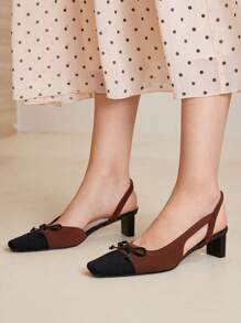 MOTF COLORBLOCK BOW DECOR SLINGBACKS PUMPS - Brown - View 6