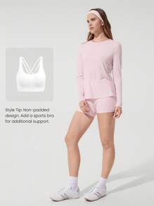 GLOWMODE TENCEL™ Modal Vitality Lightweight Silky Smooth Asymmetrical Shoulder Cutout Long Sleeve Crewneck Active Top Low Impact Yoga Pilates Gym Studio Daily Casual Wear