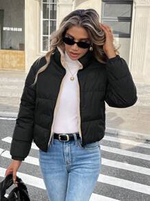 Siren Gaze Zip Up Reversible Hooded Padded Coat